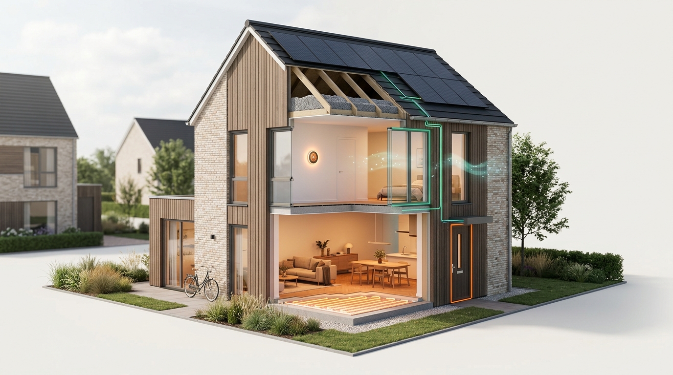 Energiezuinige woning met slimme verwarming en isolatie