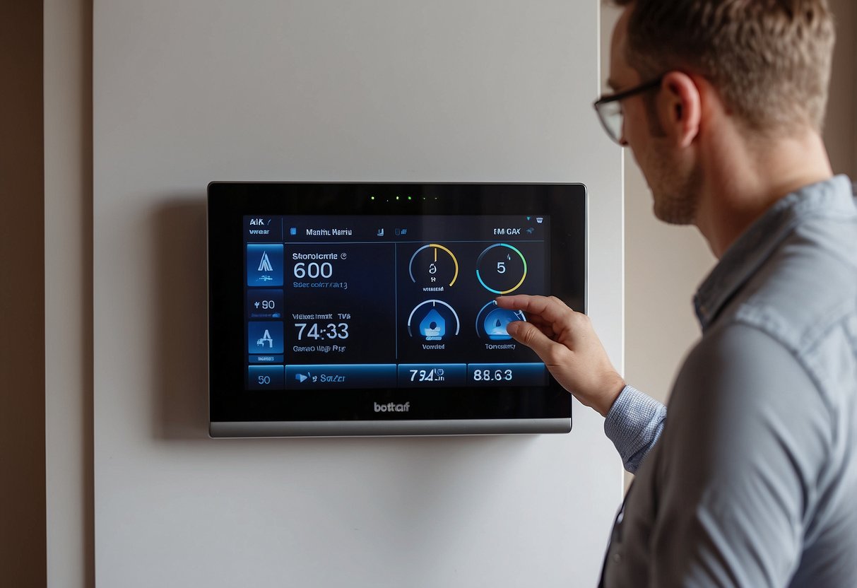 A person adjusting settings on a smart thermostat using a computer